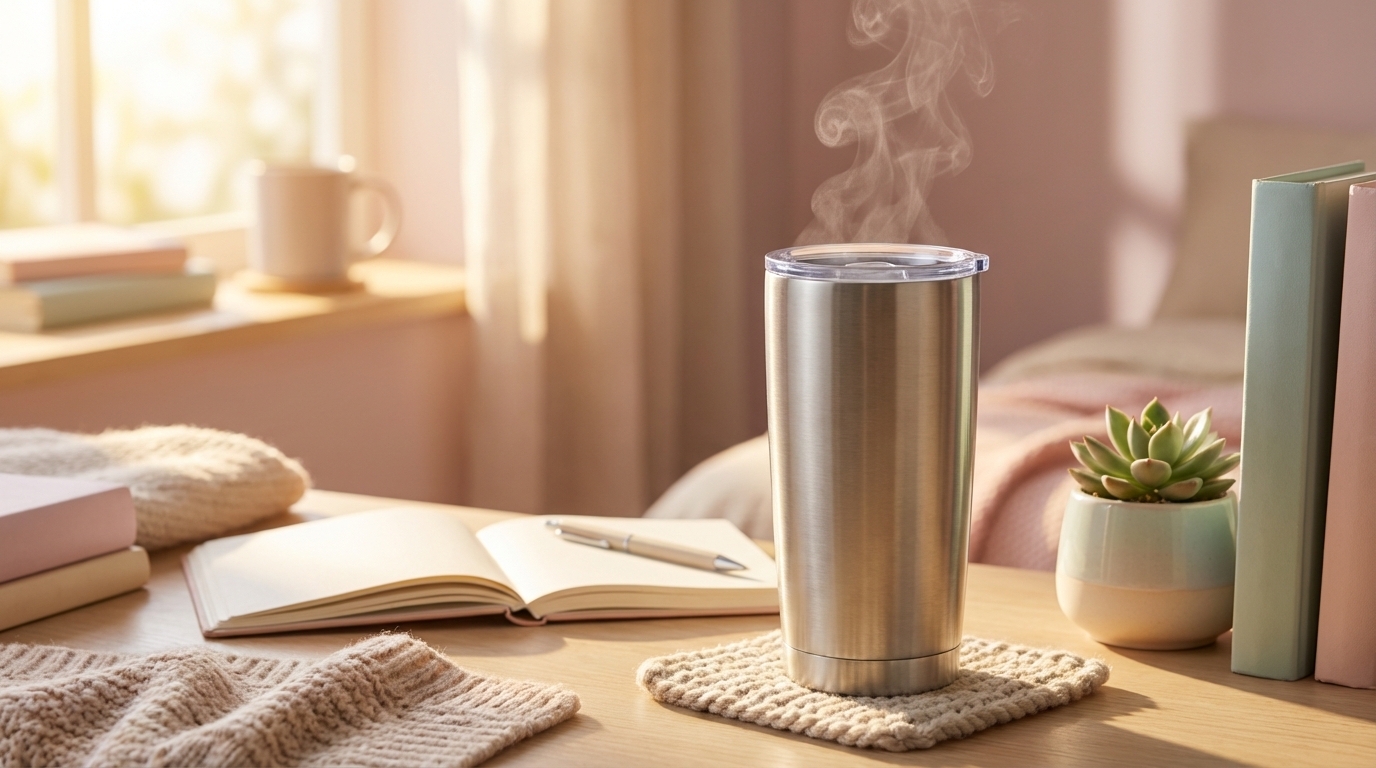 不鏽鋼保溫杯桌面使用情境