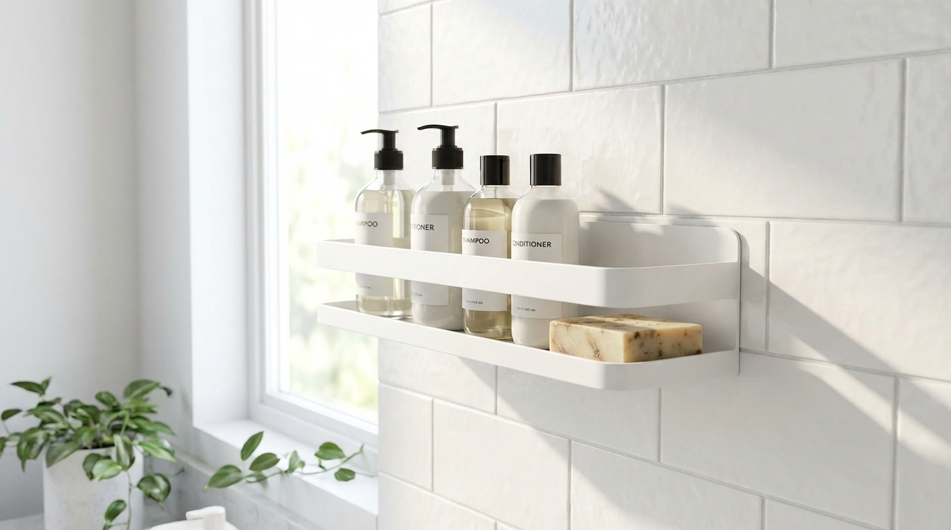 免打孔置物架壁掛安裝浴室實景