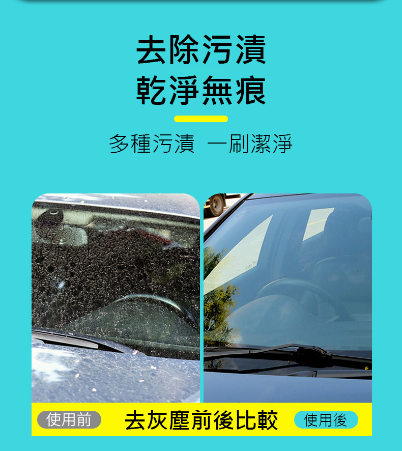雨刷精使用前後對比 擋風玻璃去污效果