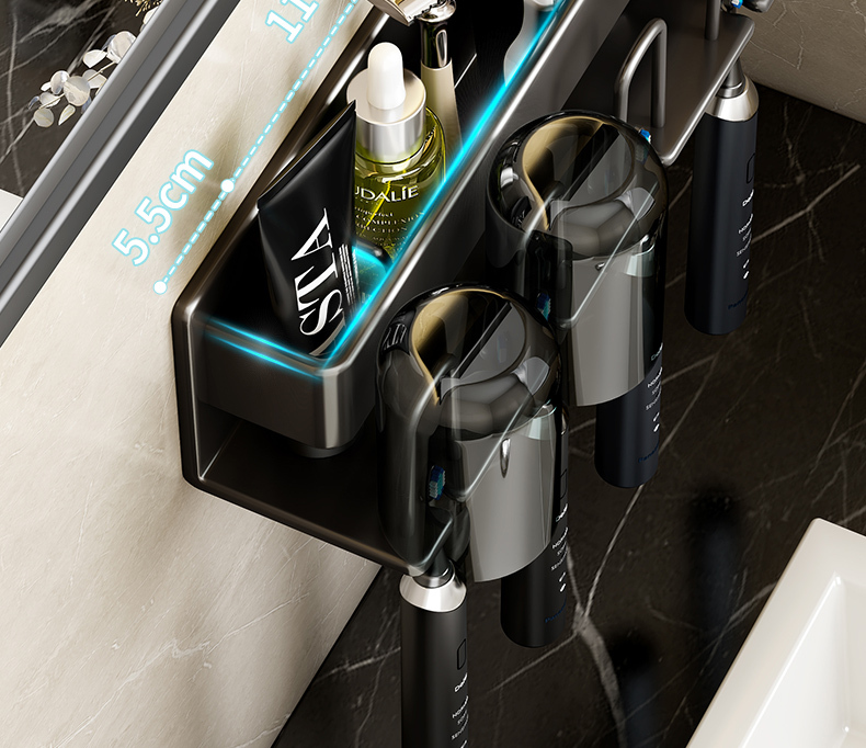 太空鋁牙刷架精確尺寸標示圖