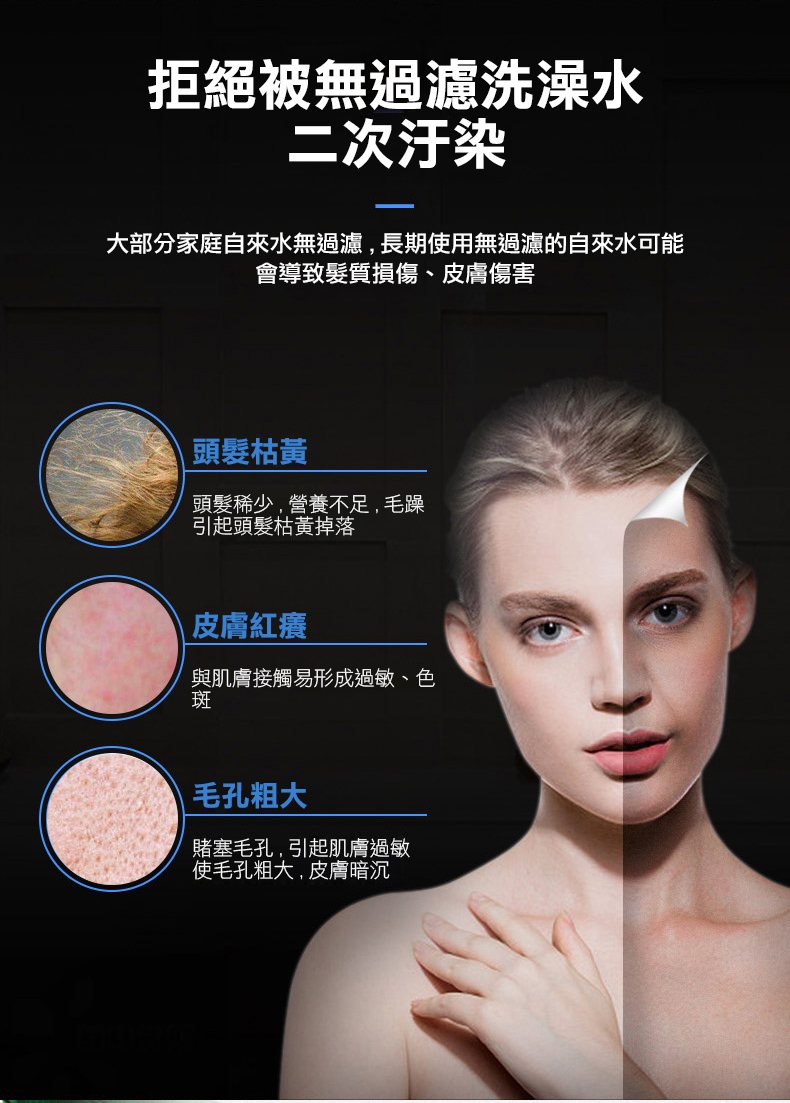 增壓蓮蓬頭內部三重過濾結構-PP棉活性碳礦化球