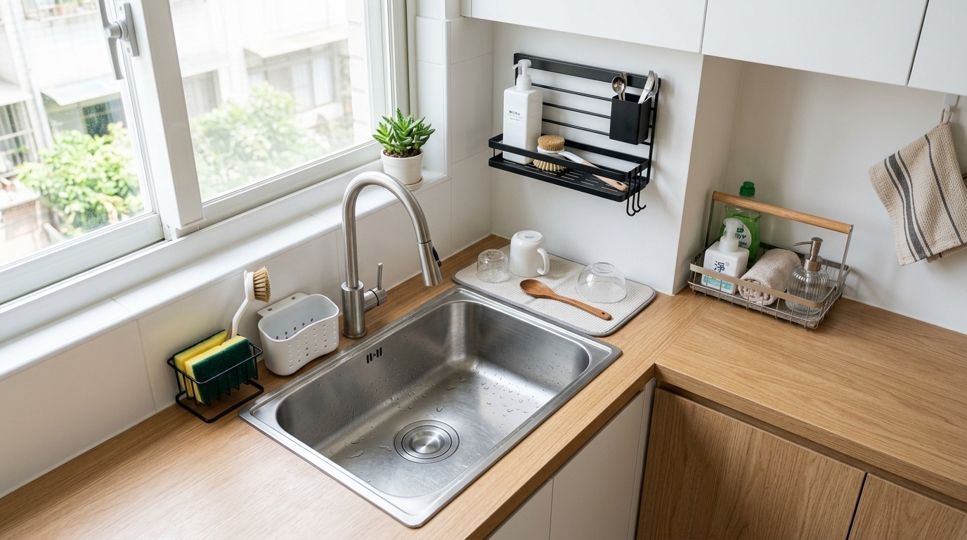 廚房水槽收納推薦：整潔的流理台搭配免打孔收納架