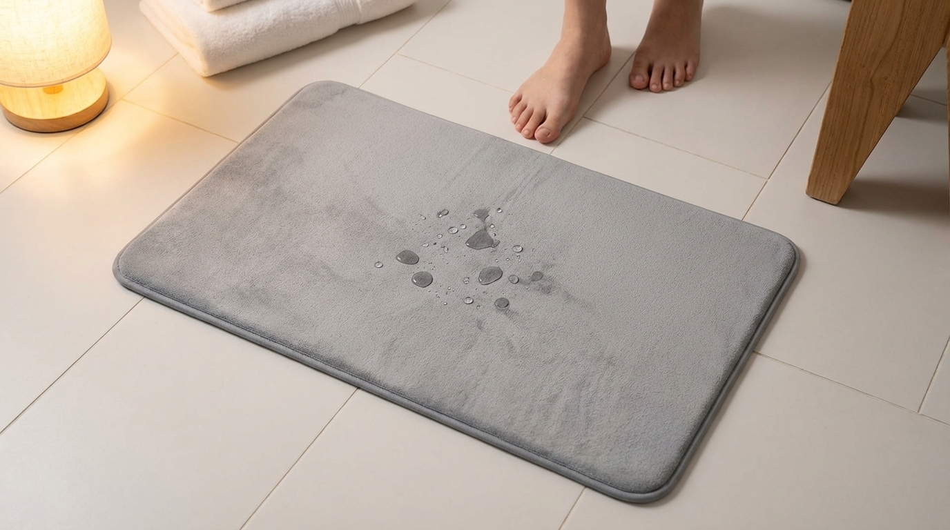 硅藻泥吸水地墊浴室使用情境