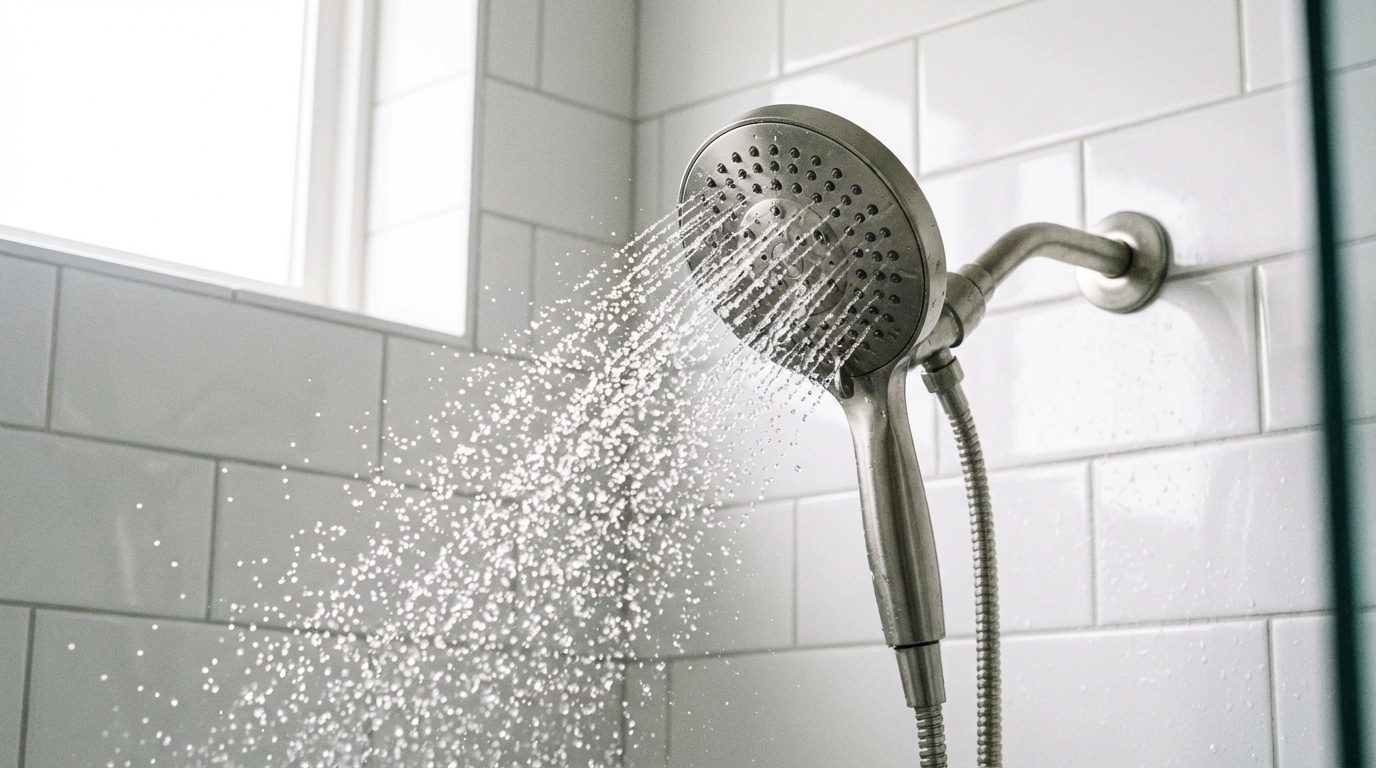 增壓蓮蓬頭推薦 — 現代浴室增壓蓮蓬頭特寫