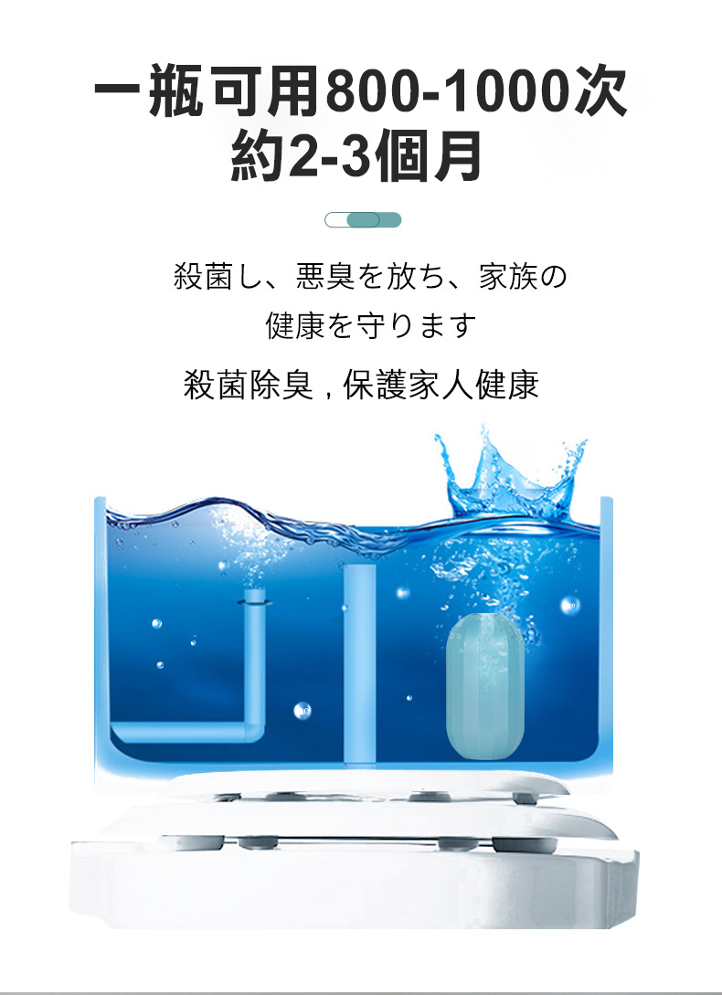 潔廁靈360度自動清潔馬桶示意圖