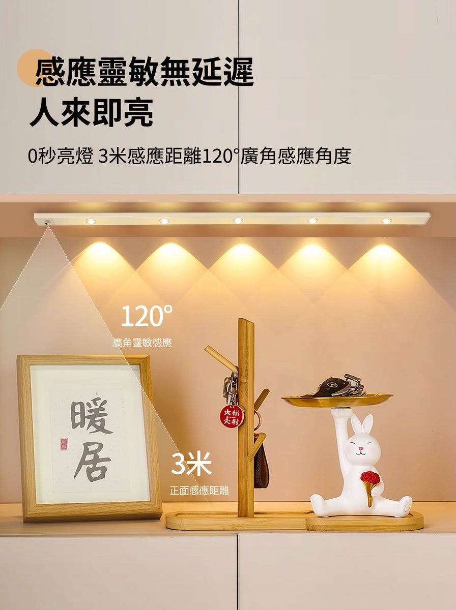 玄關走廊感應燈條夜間照明效果