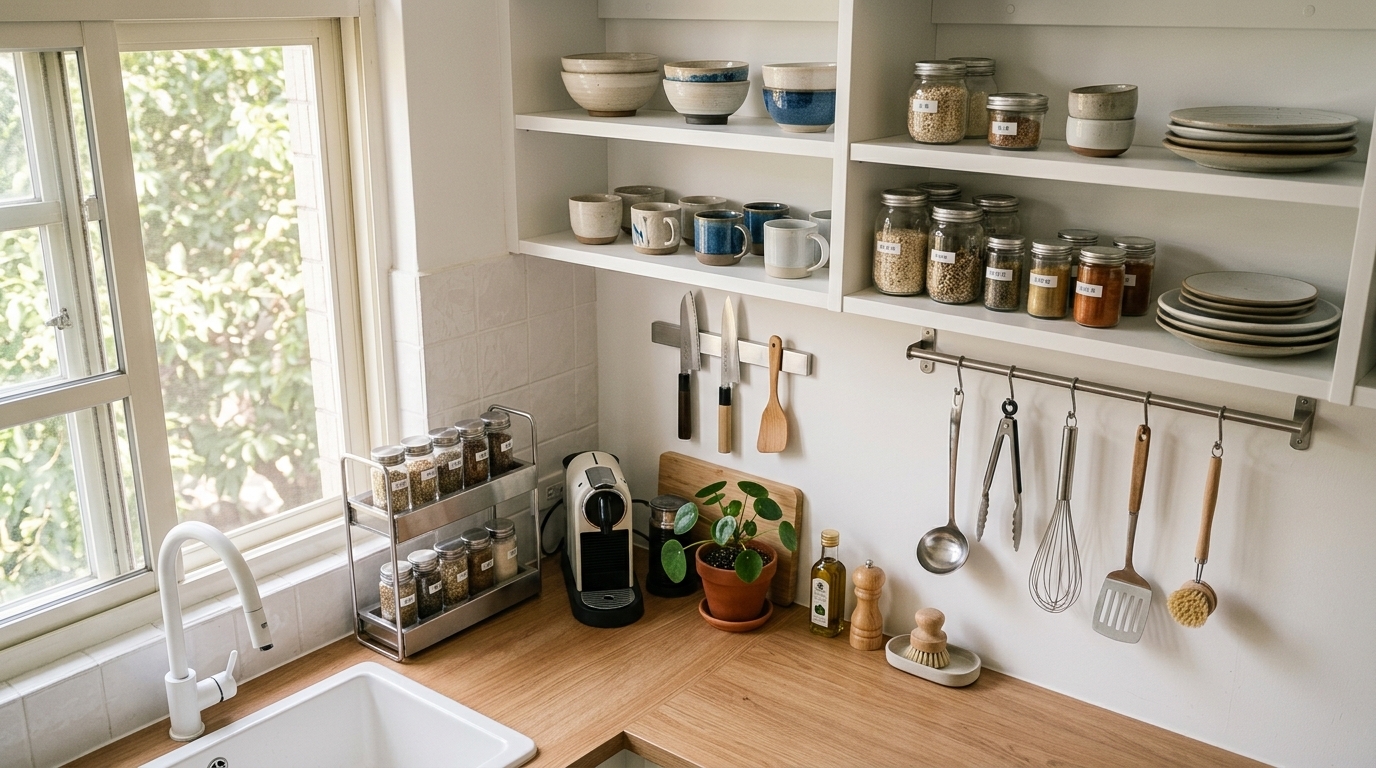 廚房置物架推薦：免打孔收納讓小廚房空間翻倍