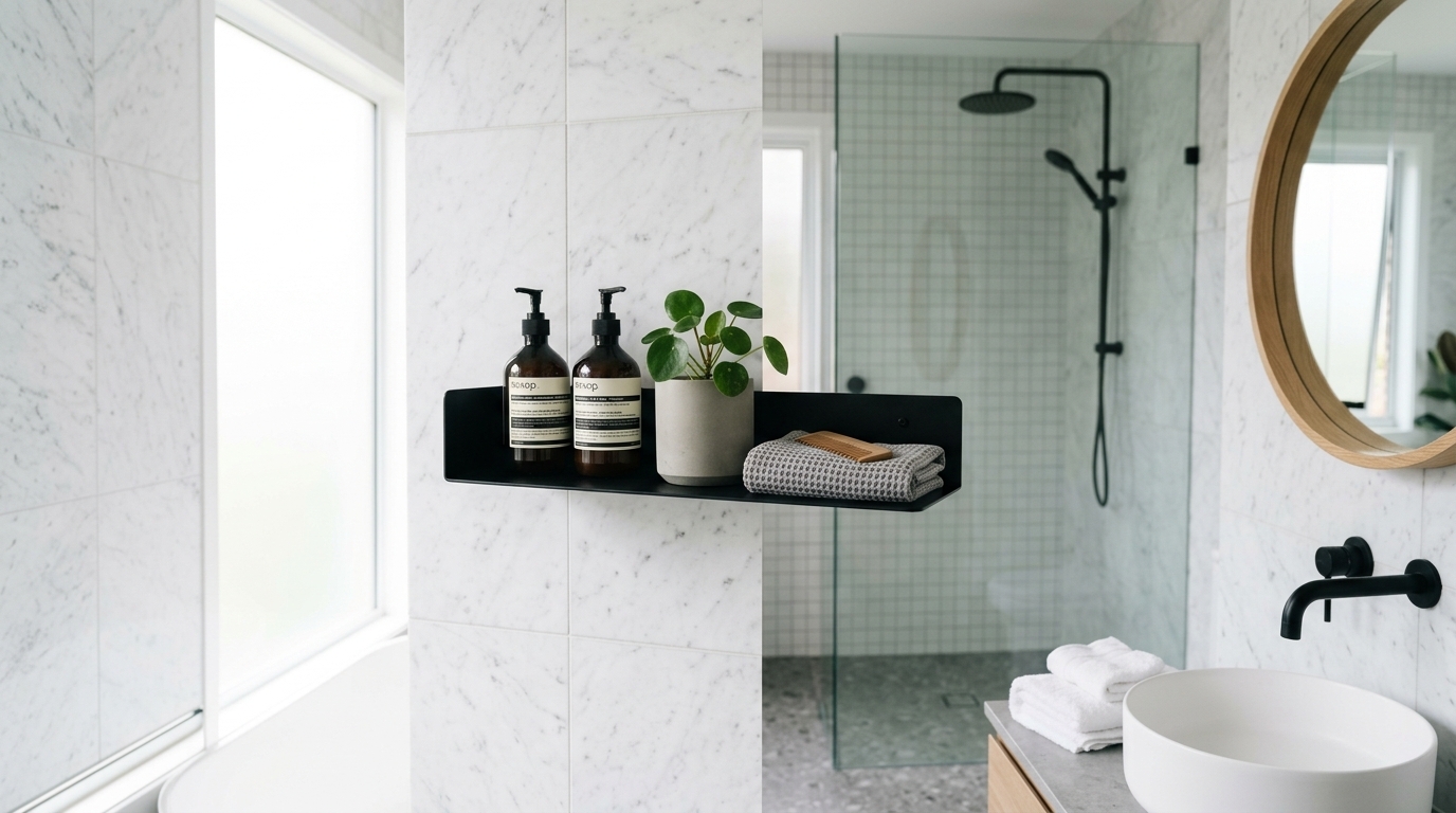 現代簡約浴室免打孔置物架安裝實測