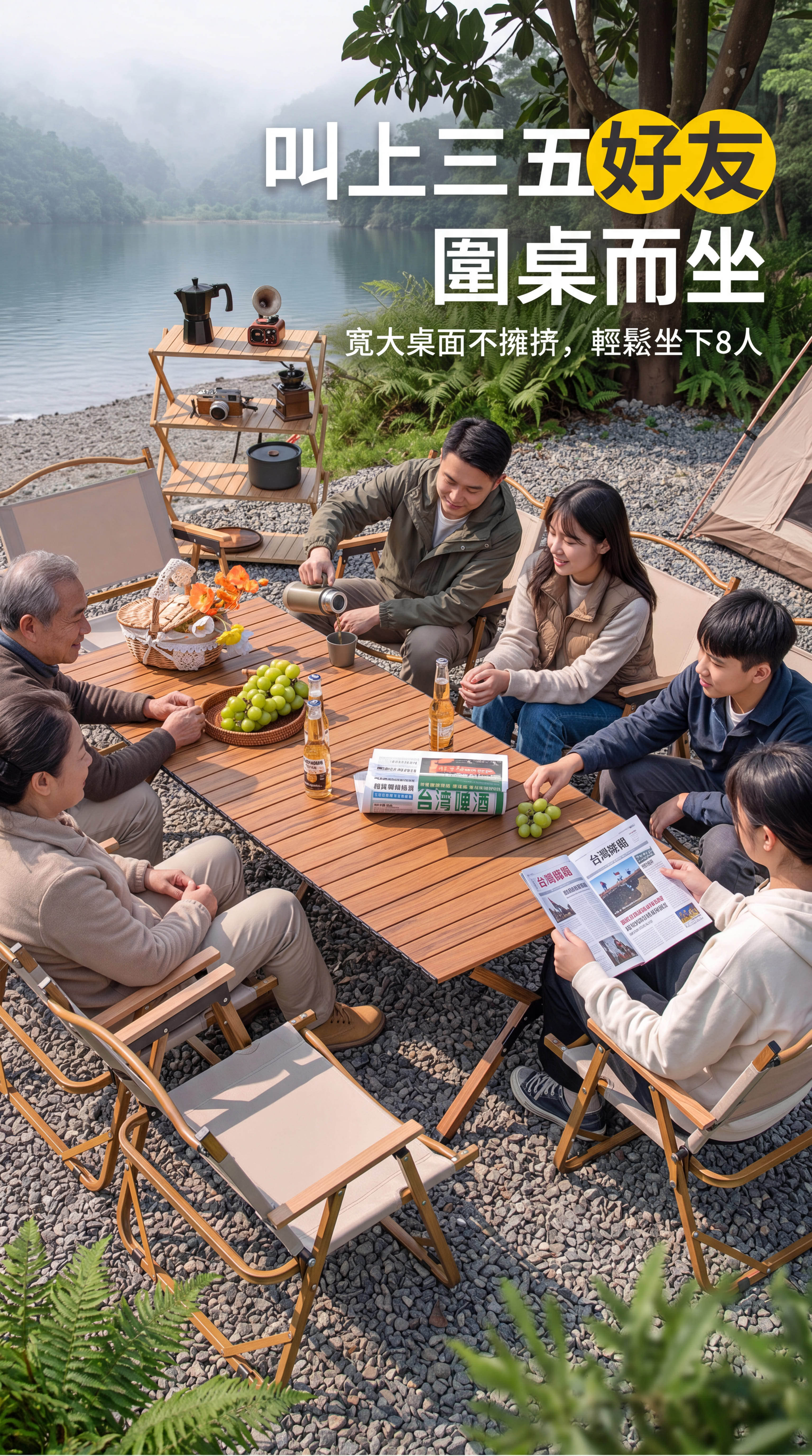 露營摺疊蛋捲桌 附贈手提收納袋 一包帶著走輕巧便攜