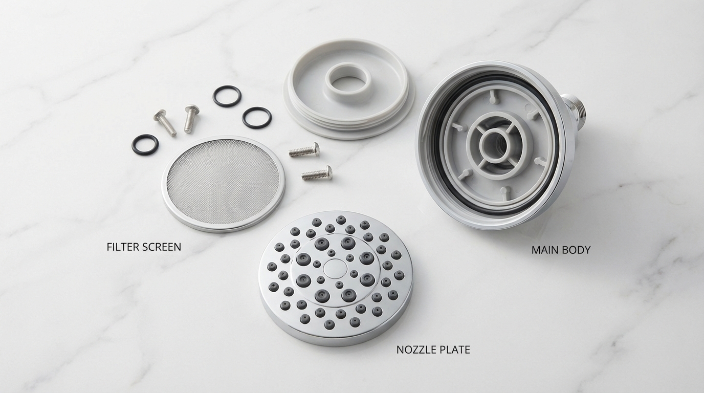 增壓蓮蓬頭零件拆解展示