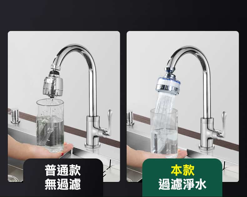 一般水龍頭與淨水過濾器出水效果對比-過濾後水流更細膩均勻
