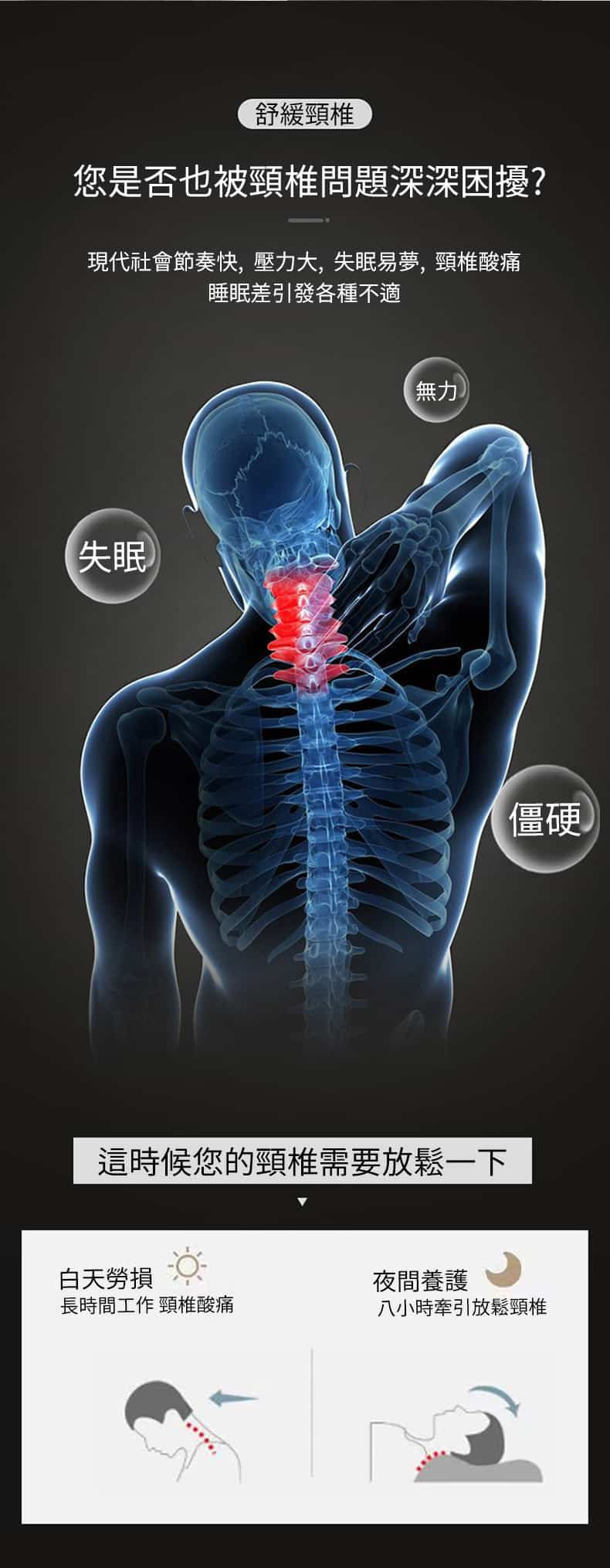 深度睡眠 高低牽引頸椎枕 聚酯纖維