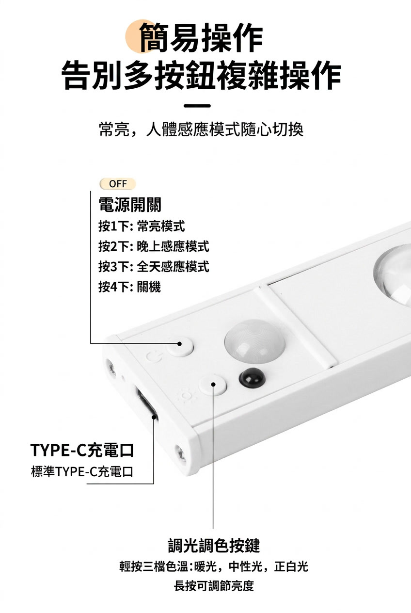 USB 充電式感應燈條電池續航說明