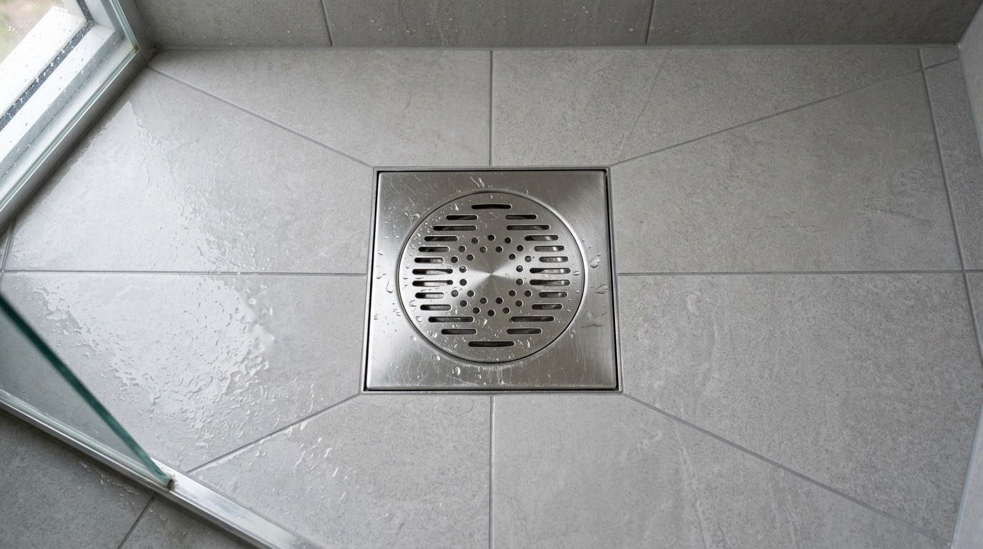 浴室排水孔清潔，銀色金屬濾網，淋浴間排水孔保養