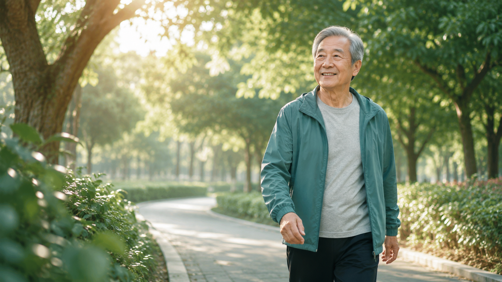 長者晨間公園散步，維持日常活力習慣