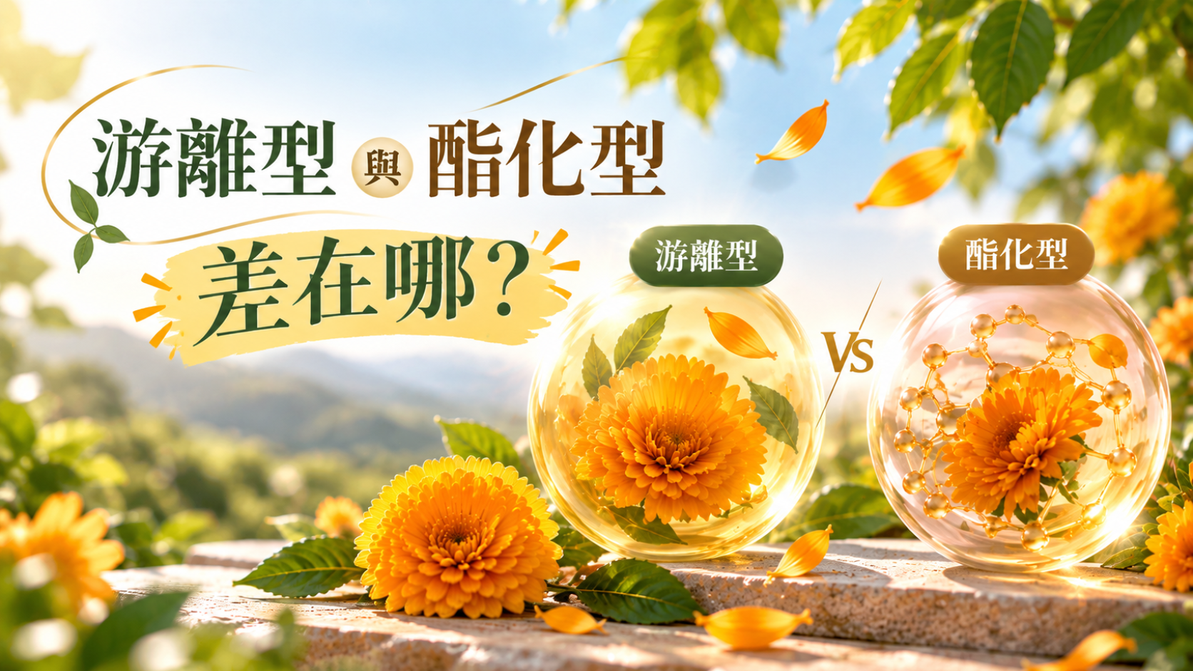 游離型與酯化型葉黃素差異示意圖