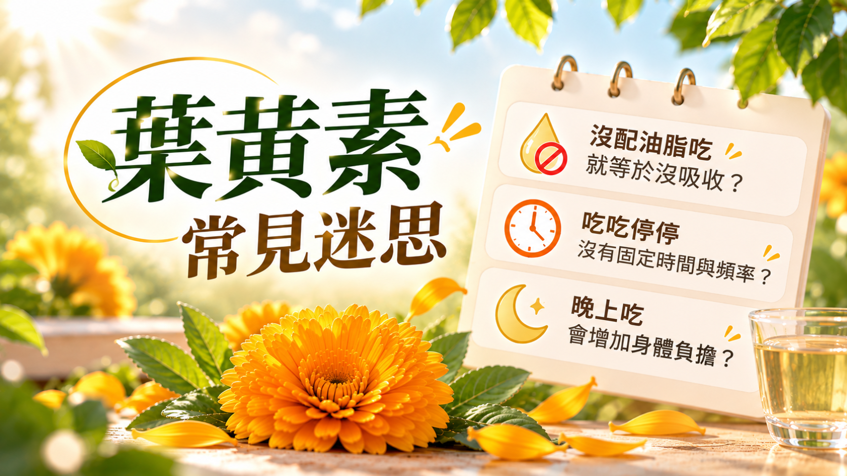 常見的葉黃素錯誤吃法示意圖