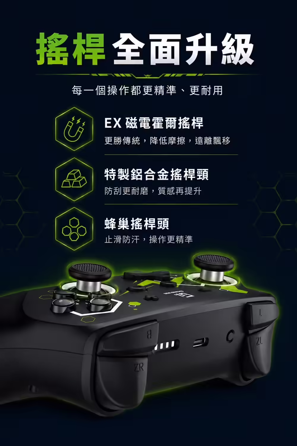 翠閃手把霍爾搖桿與搖桿升級