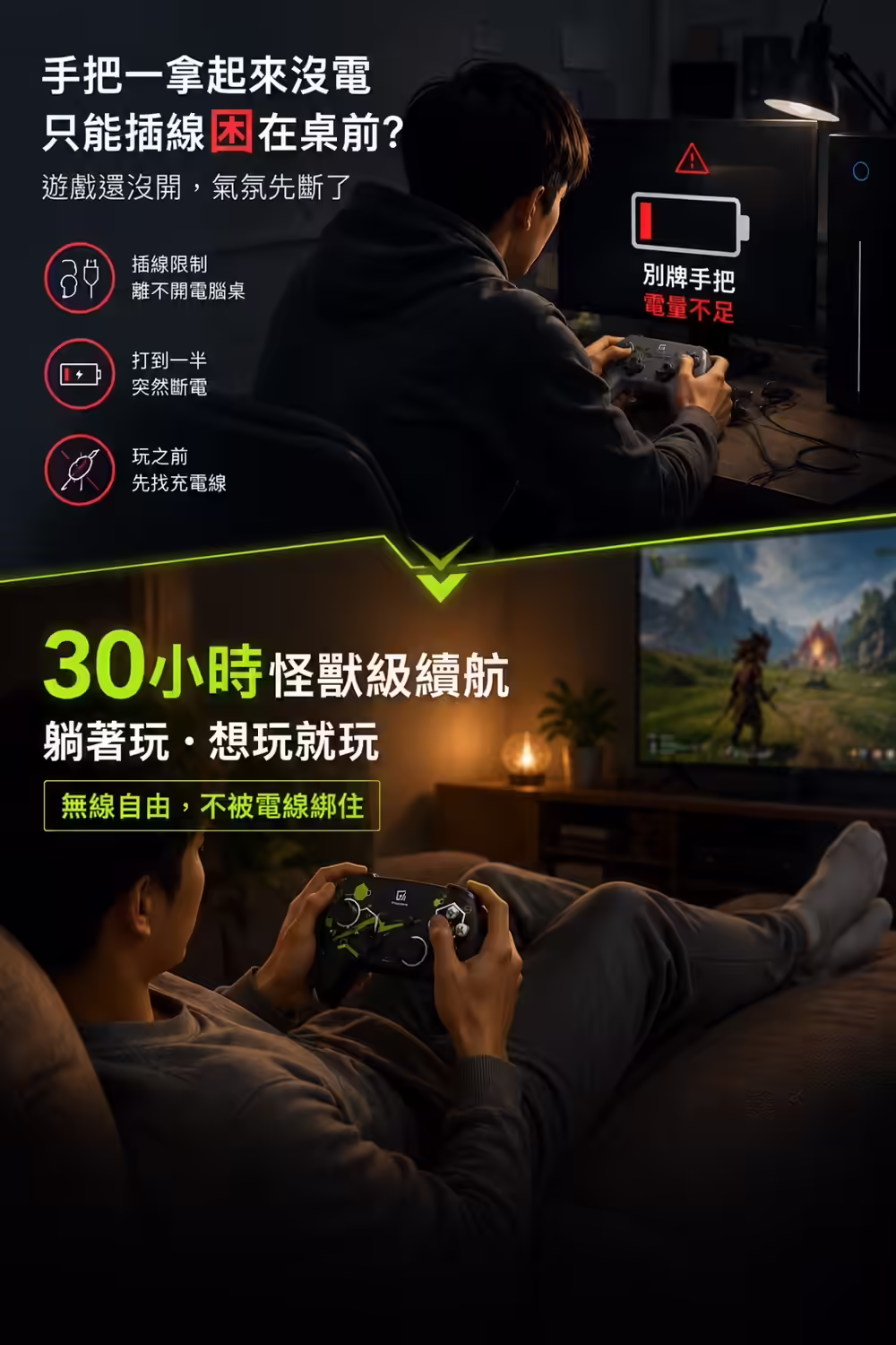 翠閃手把30小時長續航