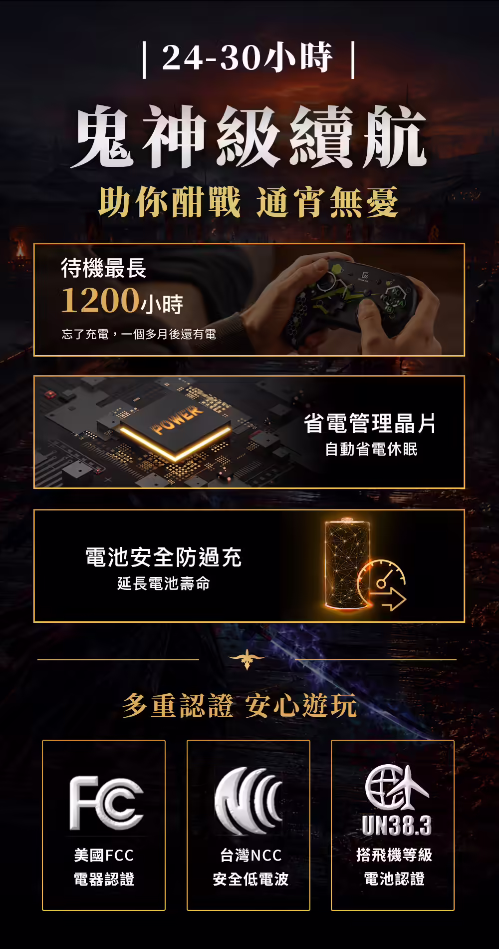 翠閃手把30小時續航