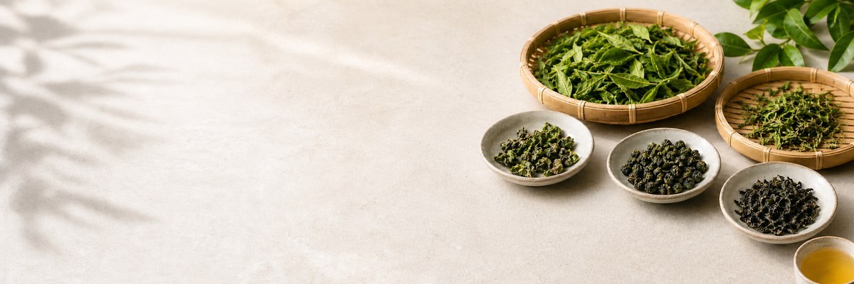 製茶工序與茶葉名詞分類橫幅圖