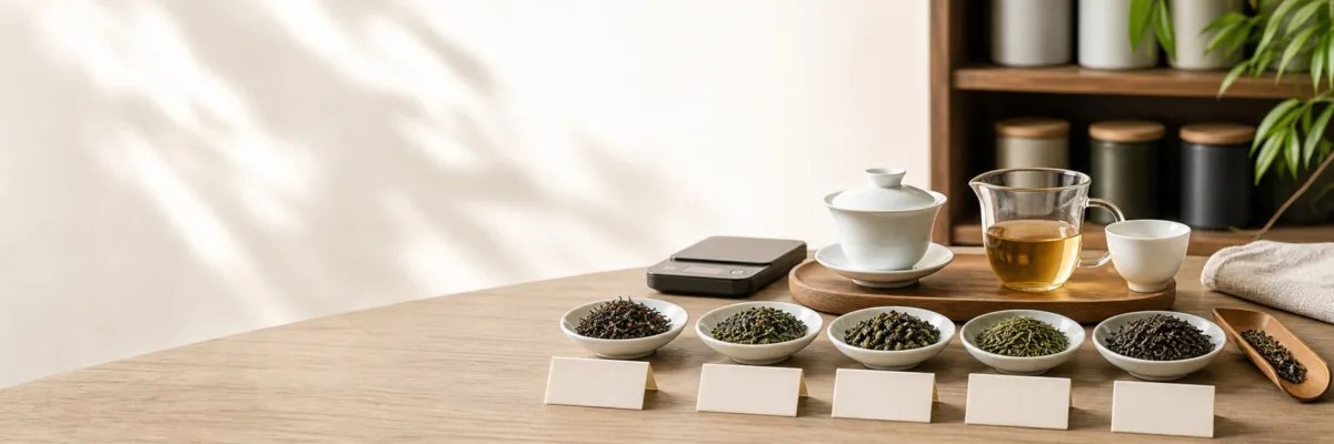 買茶、標示與包裝分類橫幅圖