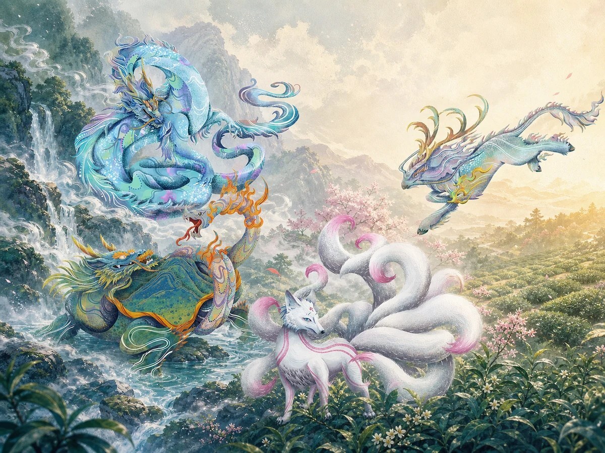 清香花韻推薦組合的靈獸風味情境圖