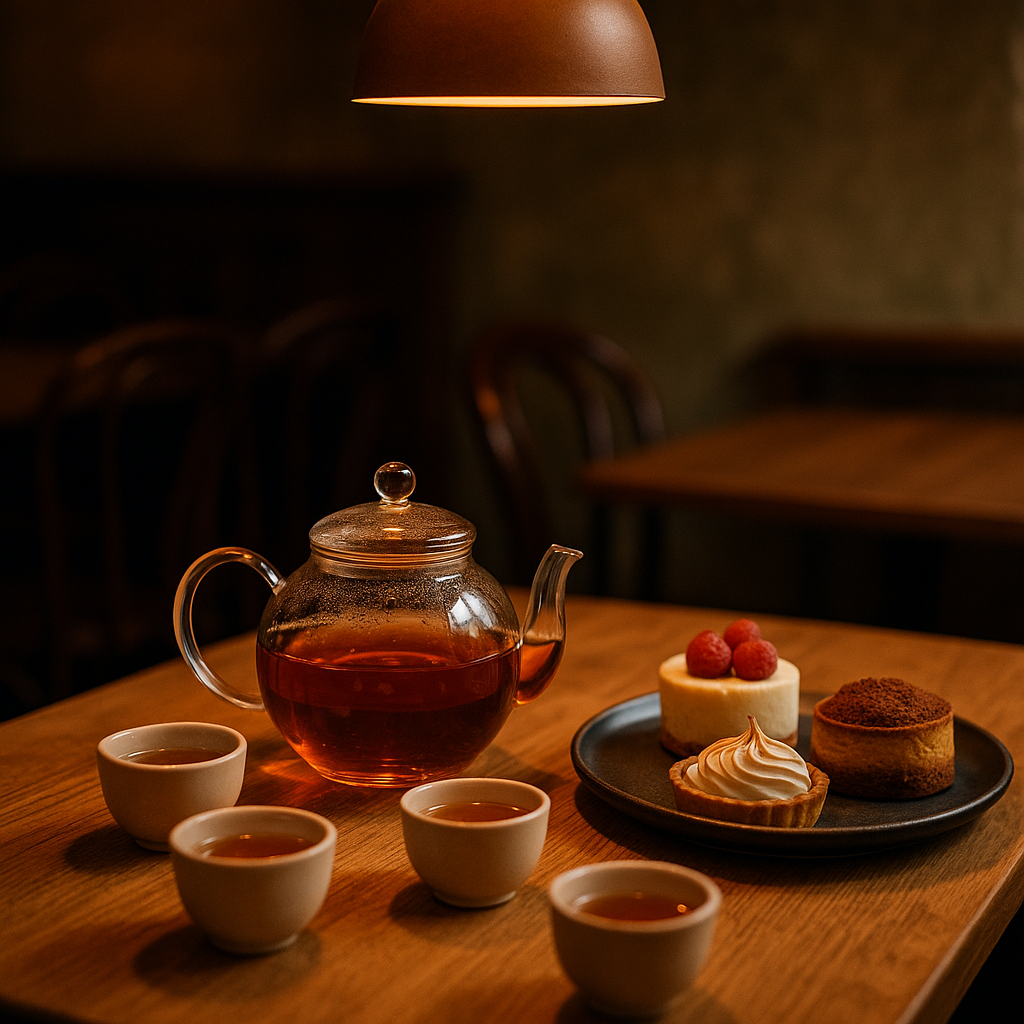 透明杯中的琥珀色茶湯