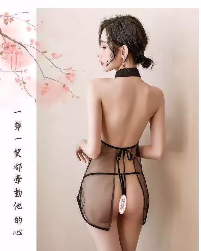 刺繡旗袍 古典性感開叉網紗套裝 實拍2