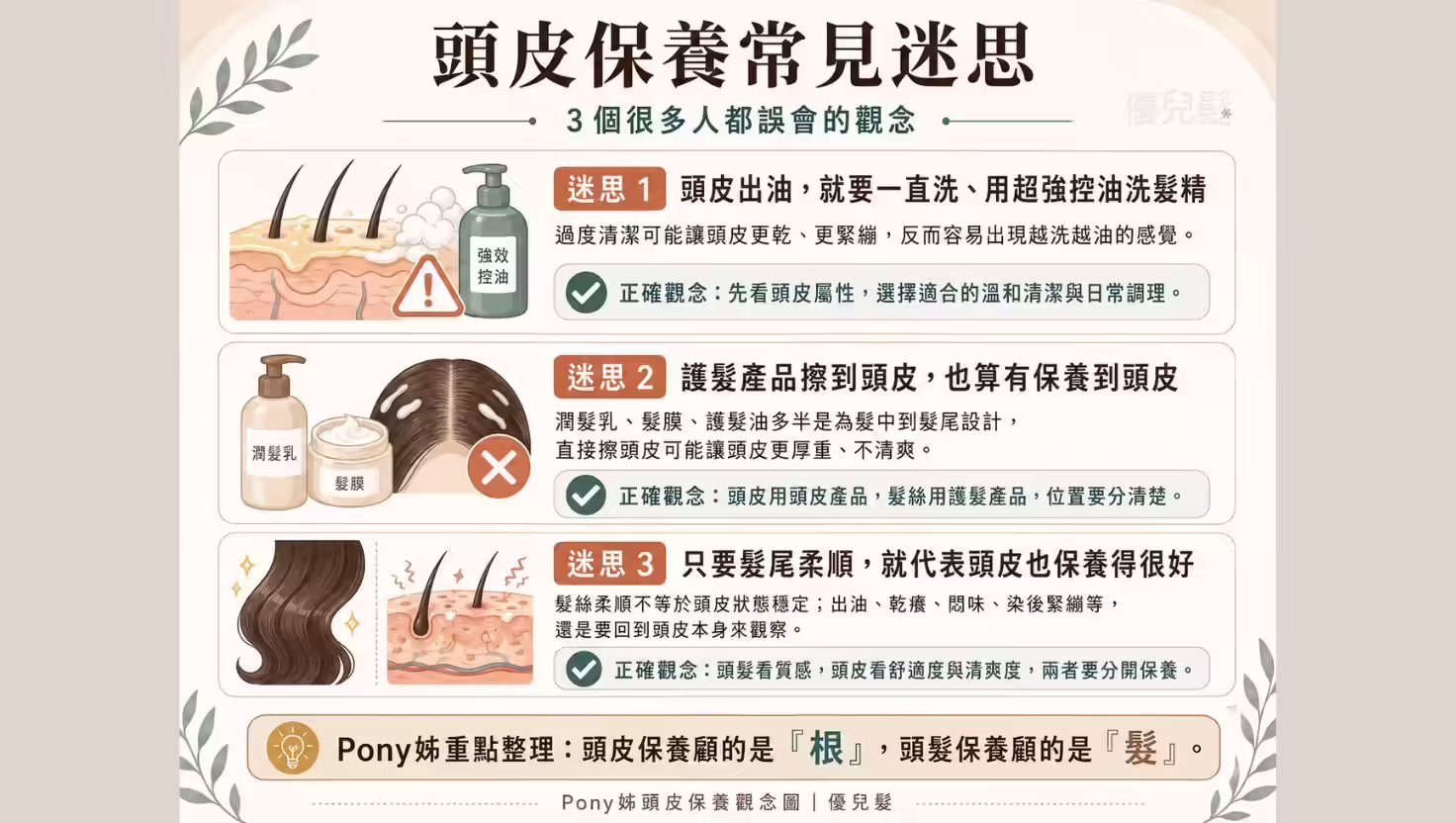 頭皮出油常見錯誤行為對照圖