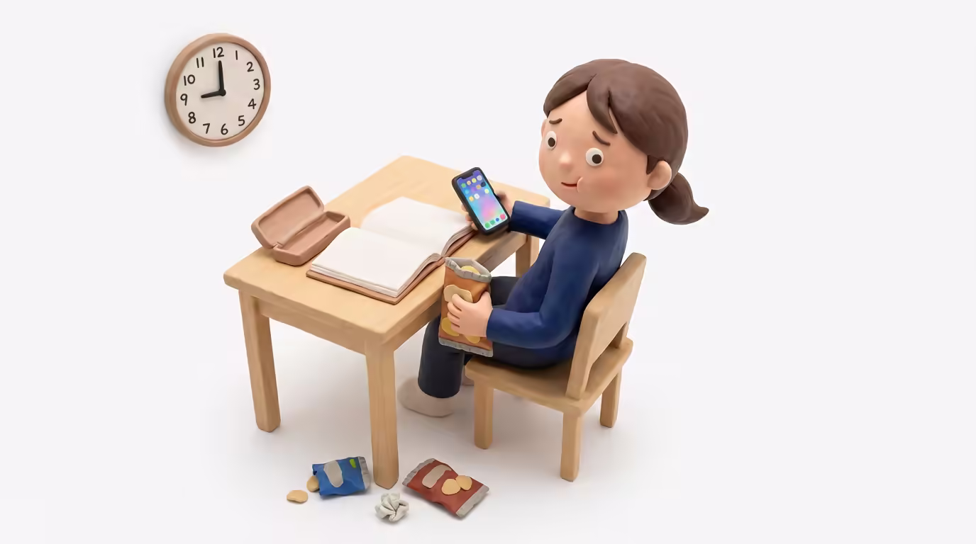 痛點圖卡：拖拉——叫他讀書就一直拖