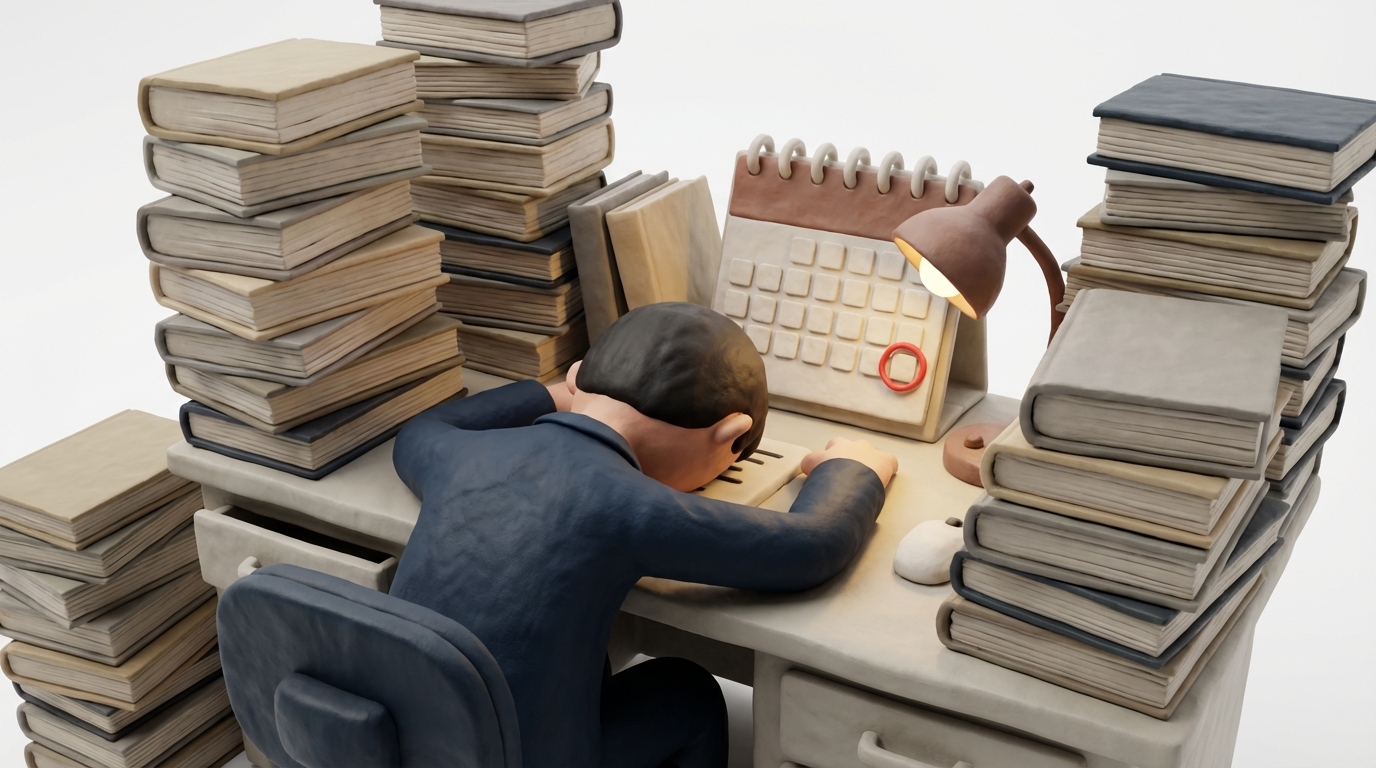 孩子在書桌前努力讀書的情境