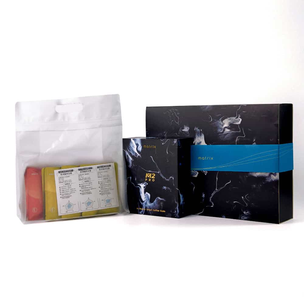 Matrix x沐萃咖啡 M2 PRO AI大師咖啡電子秤-黑+沐萃手沖咖啡豆修正練功包(8款風味共16入)