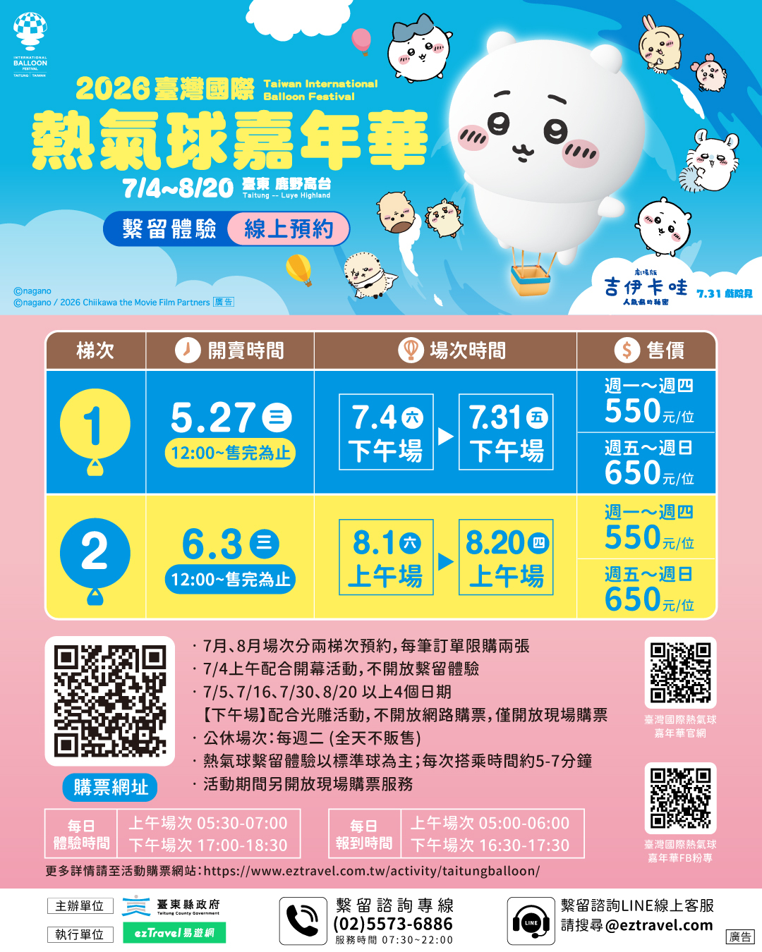 鹿野高台熱氣球繫留體驗示意