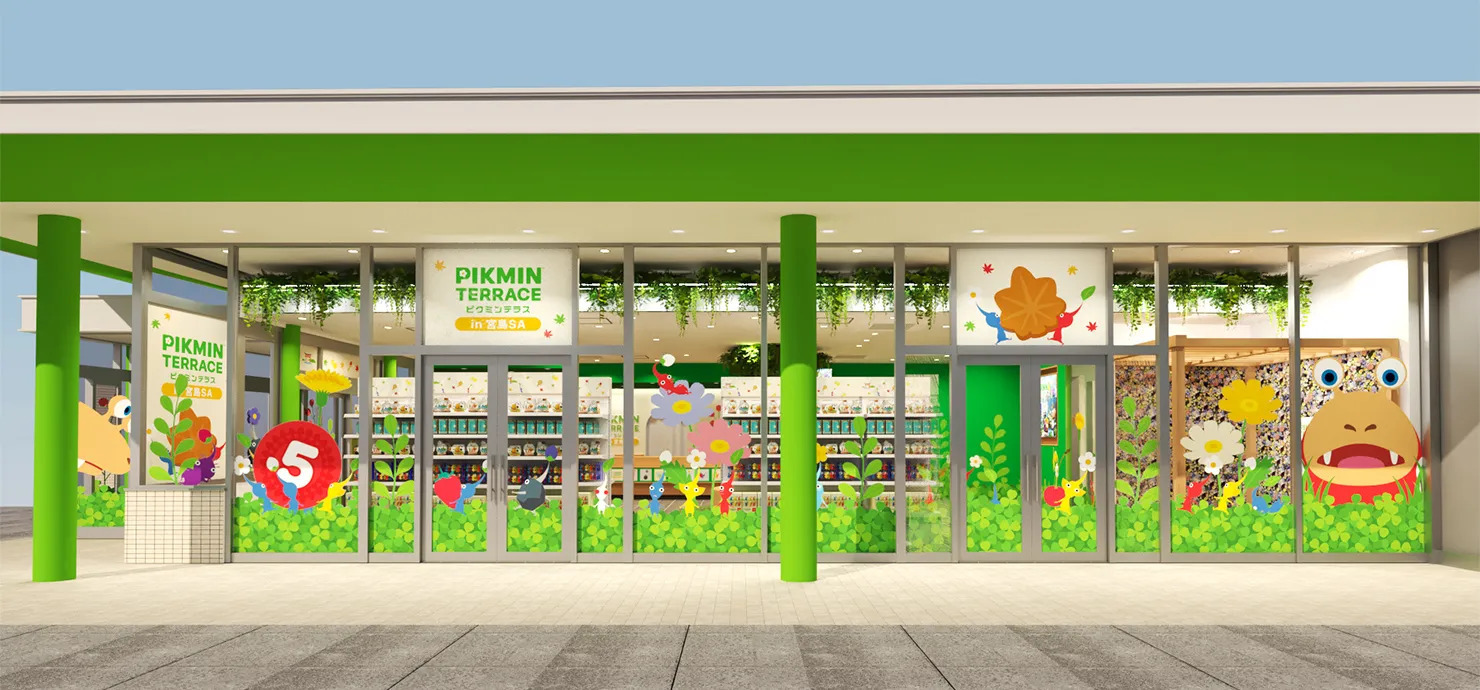 宮島 SA 特設商店店內裝潢與皮克敏紅葉饅頭
