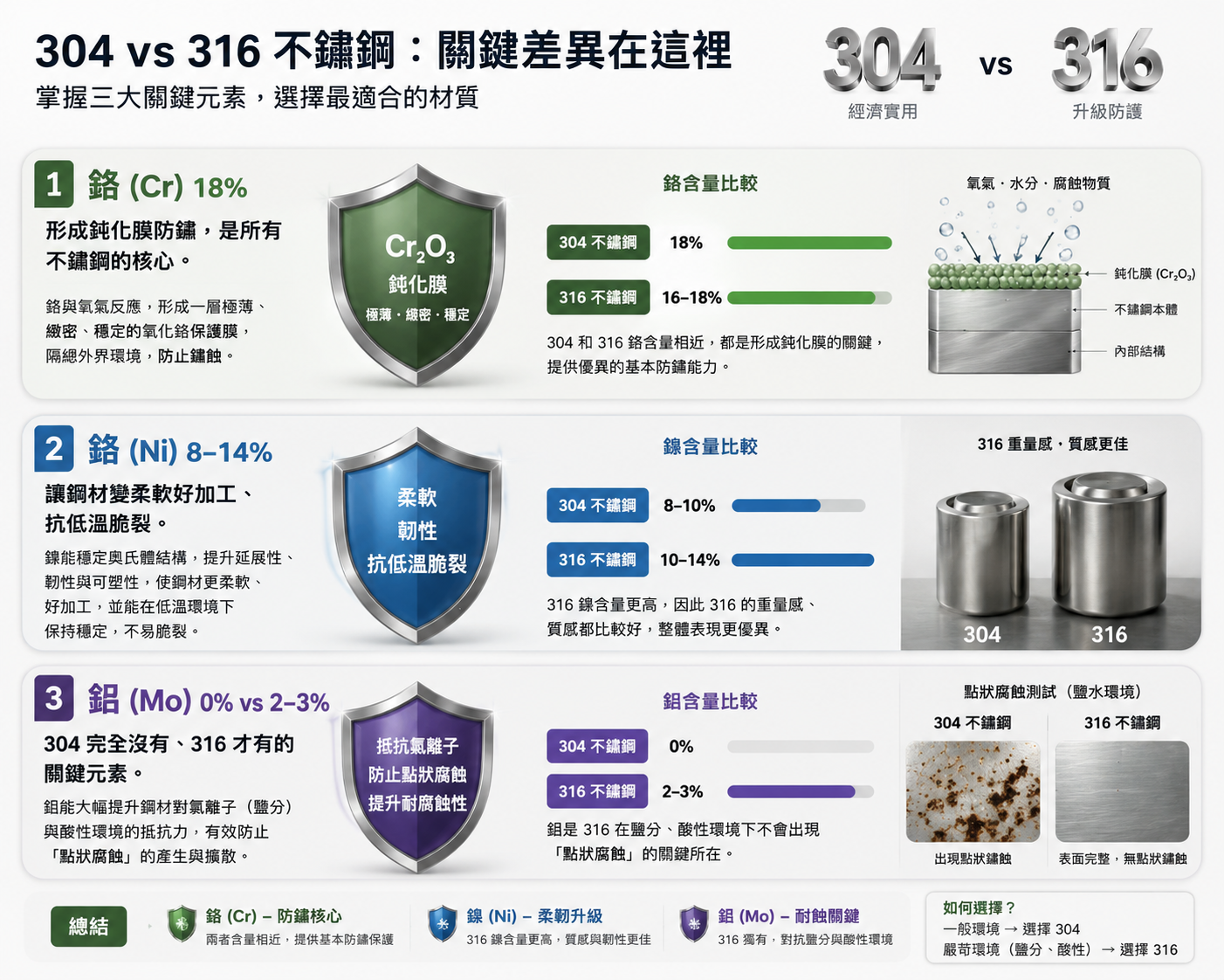 不鏽鋼鉻鎳鉬三元素化學結構示意圖