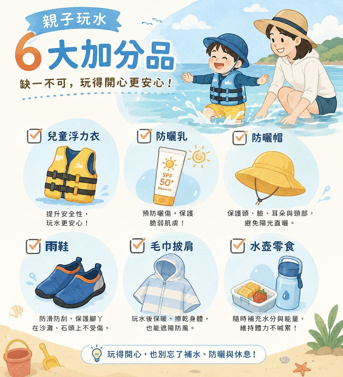 親子玩水加分小物 兒童浮力衣防曬帽毛巾披肩