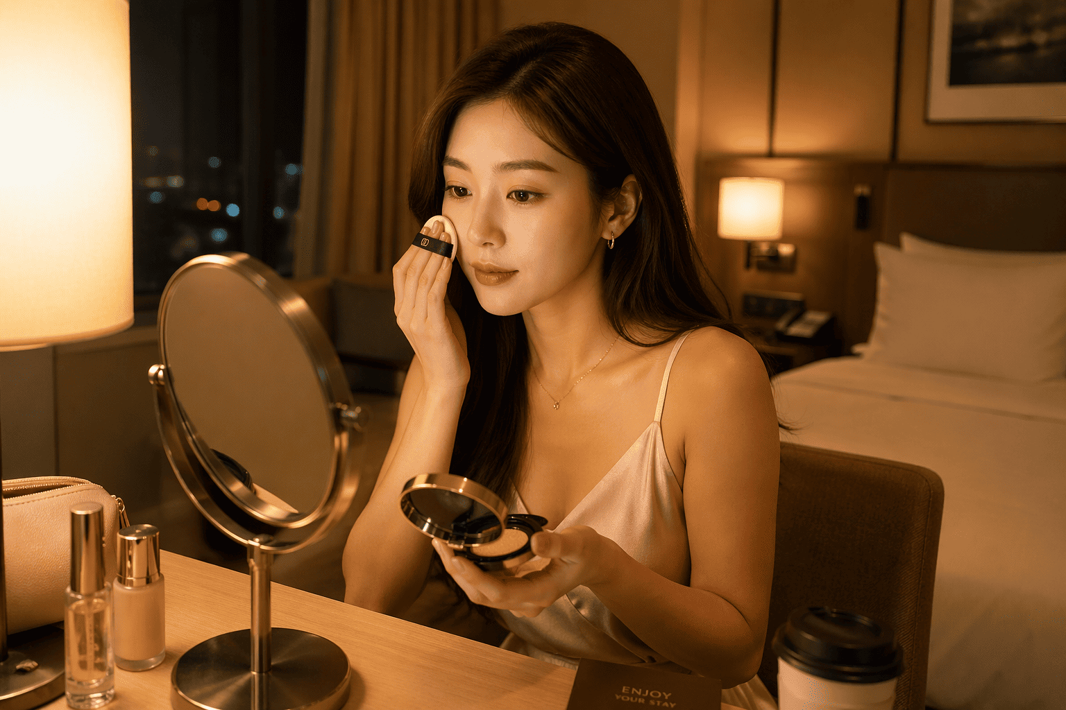 飯店黃光補妝示意圖