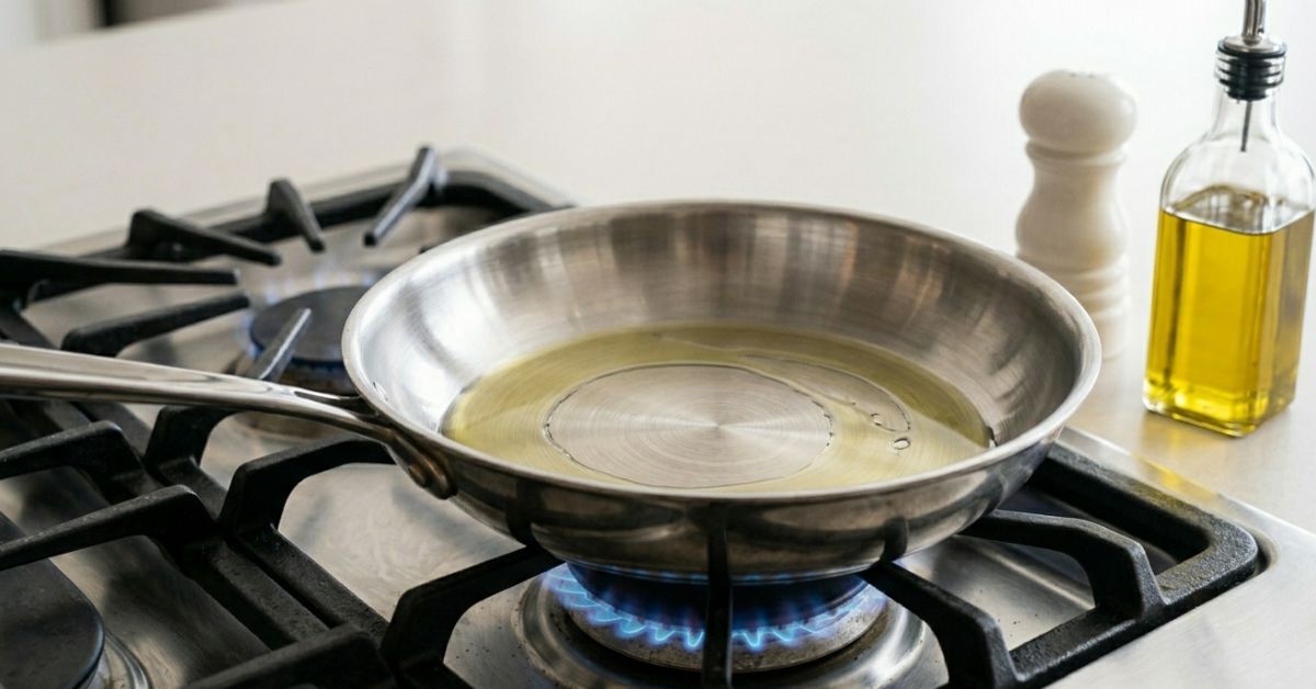 不鏽鋼鍋三步驟：熱鍋、下油潤鍋、靜待食材自然分離