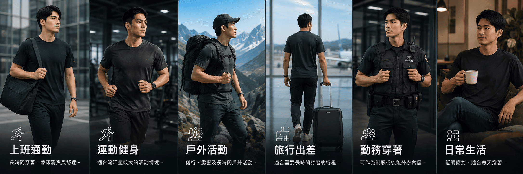 AngelThread 機能 T 恤日常運動戶外穿著情境