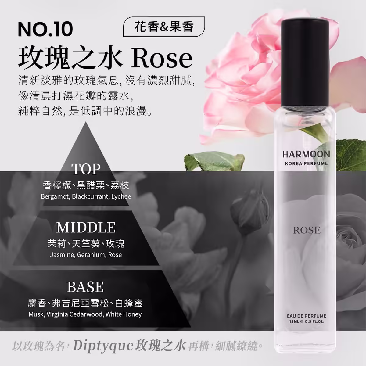 HARMOON韓慕No.10玫瑰之水Rose 15ml香水