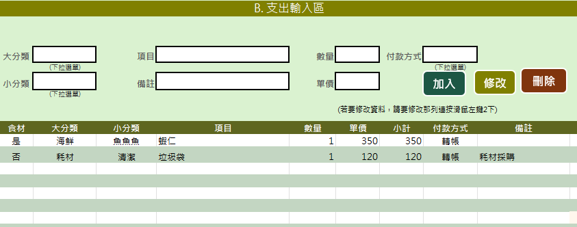 日帳支出區